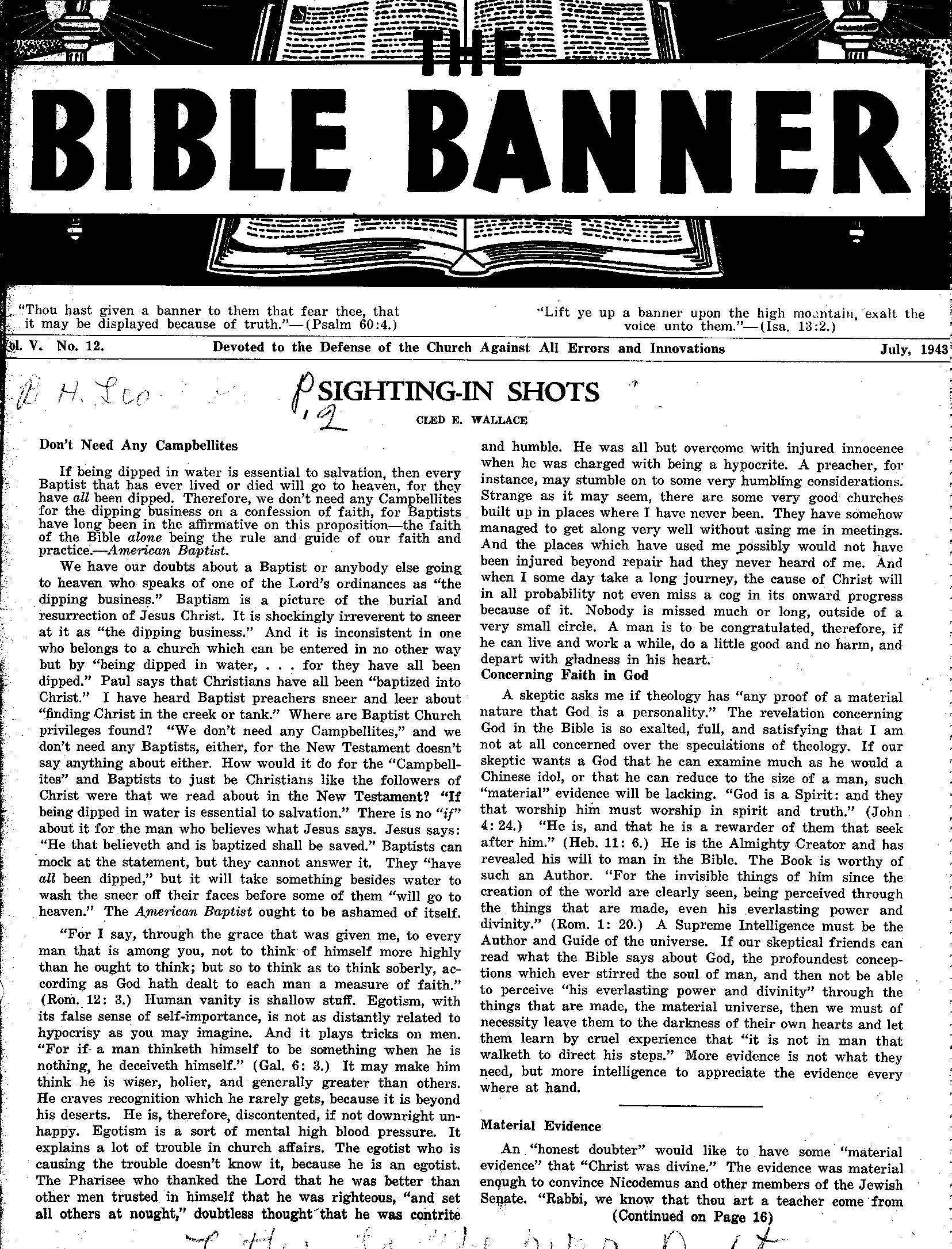 Bible Banner Original: Vol.6 No.12 Pg.1