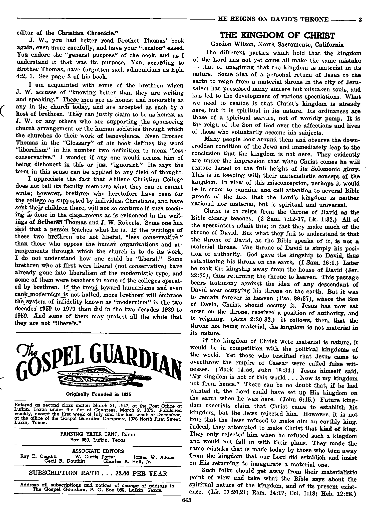 Gospel Guardian Original: Vol.10 No.41 Pg.3