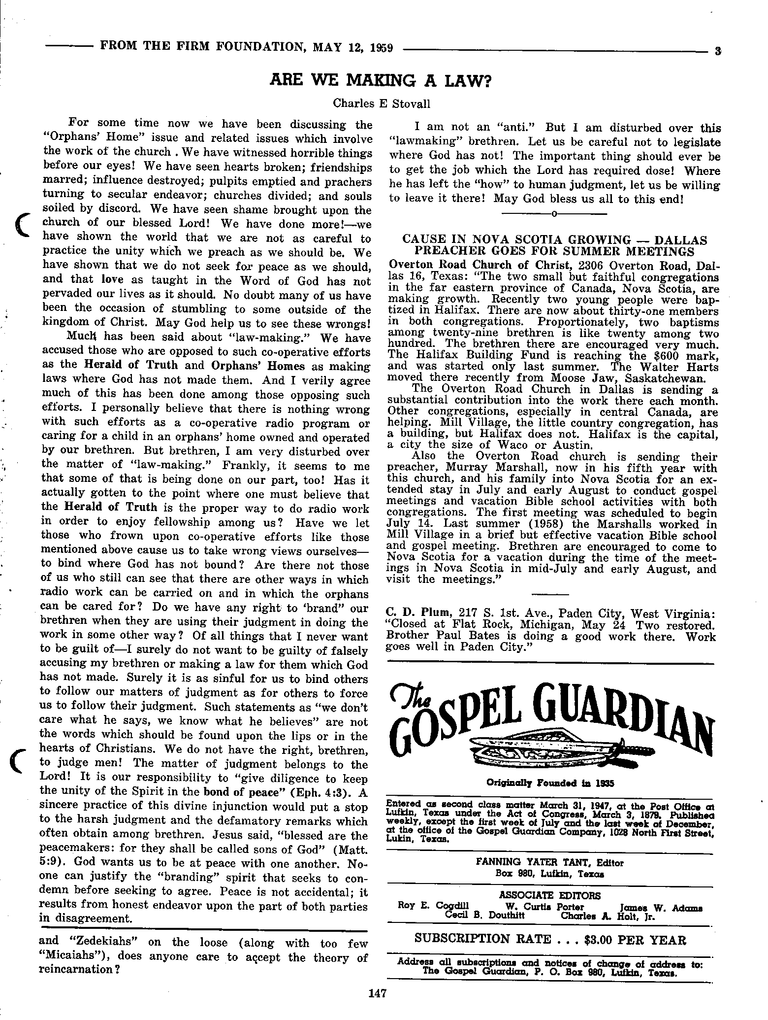 Gospel Guardian Original: Vol.11 No.10 Pg.3