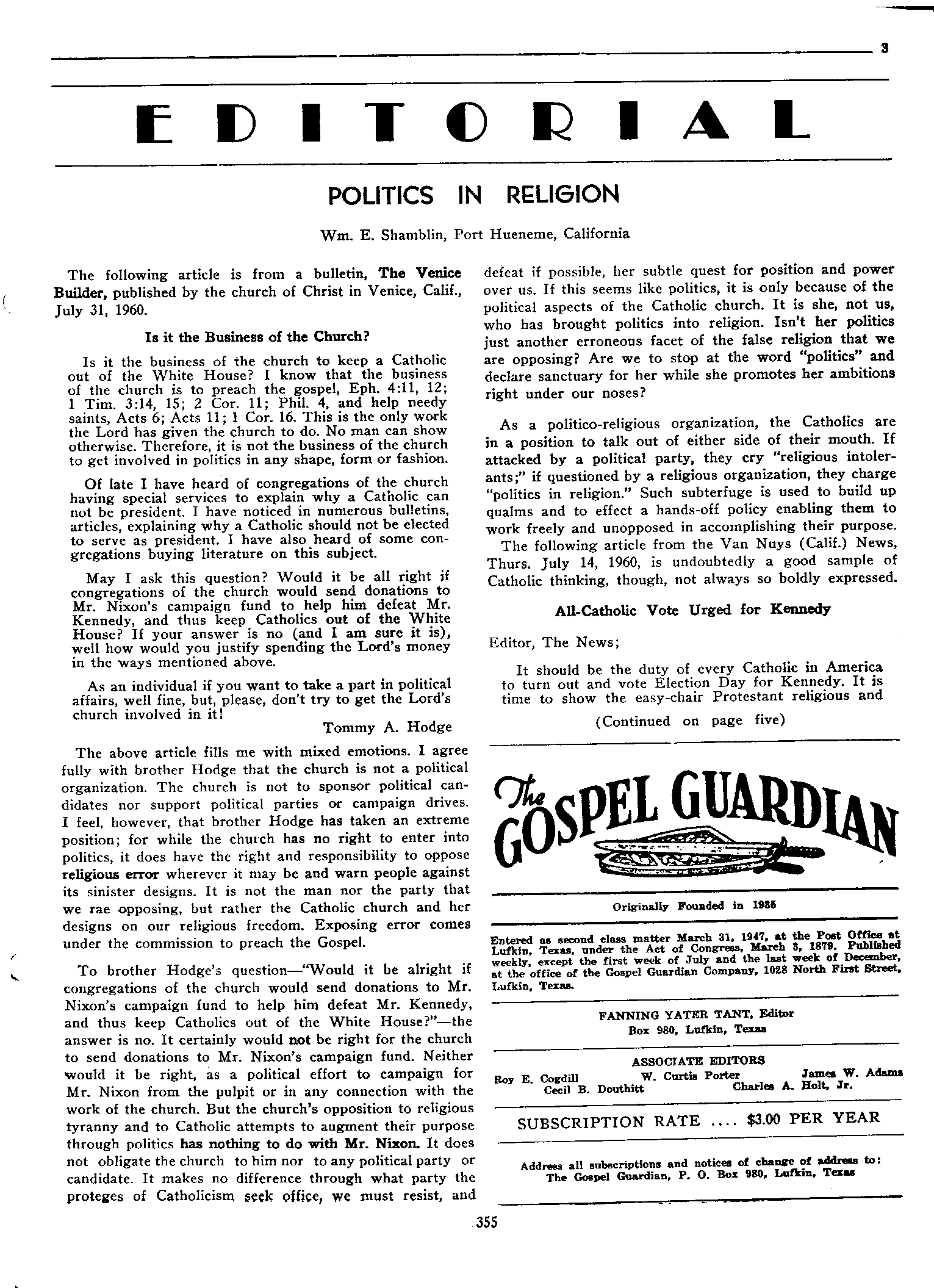 Gospel Guardian Original: Vol.12 No.23 Pg.3