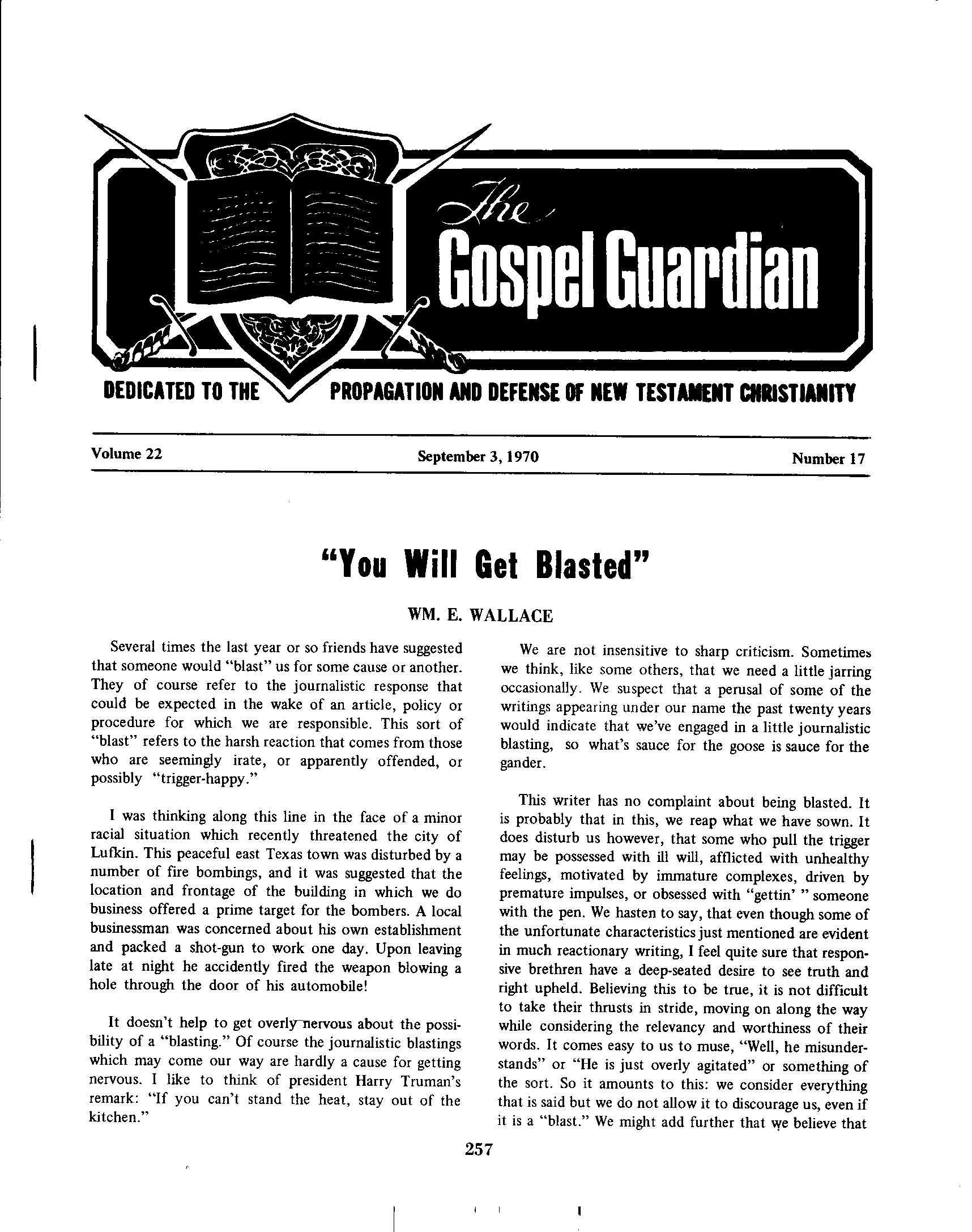 Gospel Guardian Original: Vol.22 No.17 Pg.1