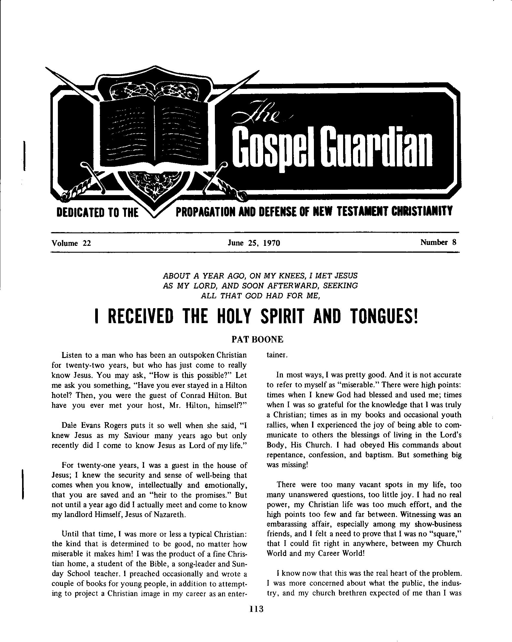 Gospel Guardian Original: Vol.22 No.8 Pg.1