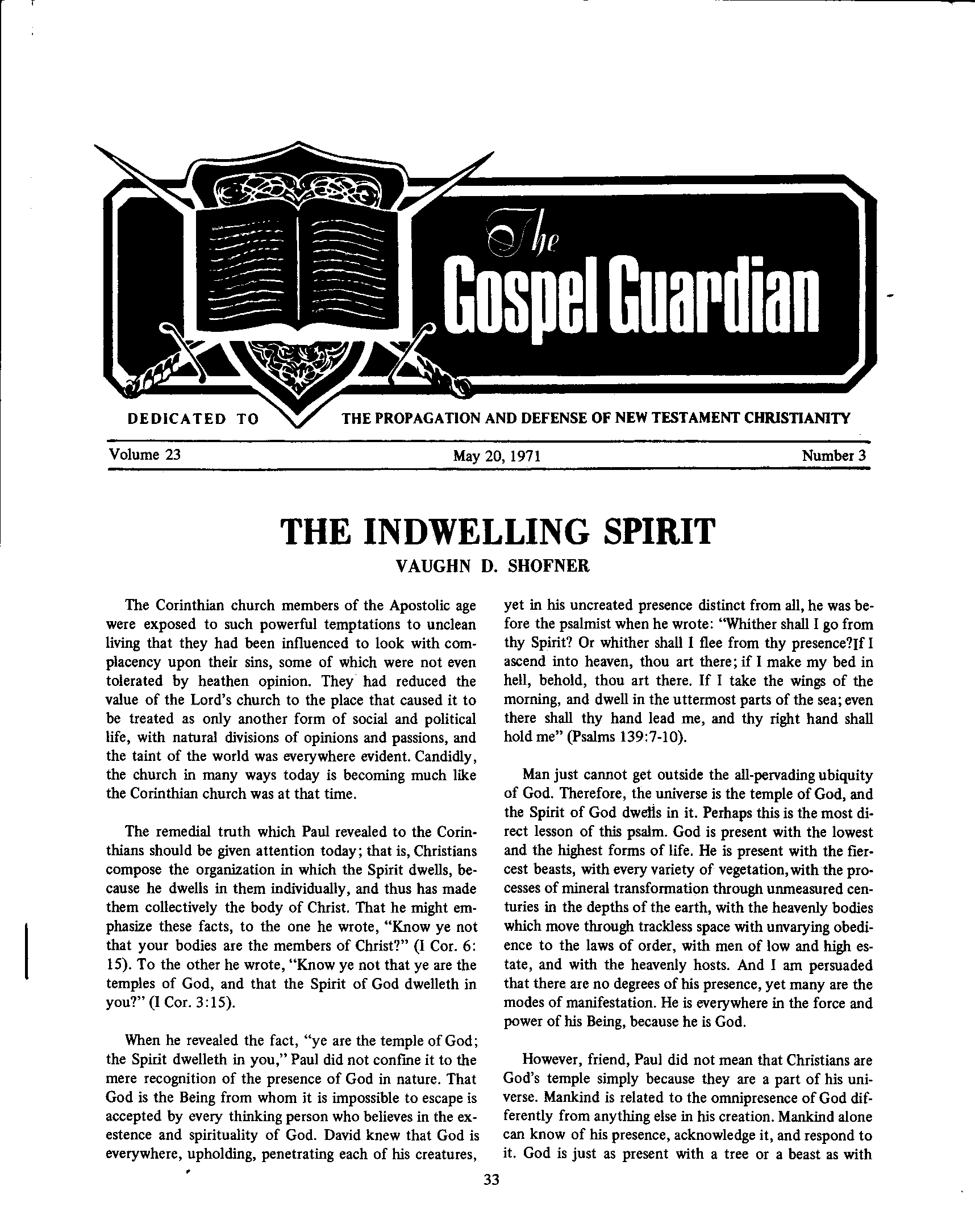 Gospel Guardian Original: Vol.23 No.3 Pg.1