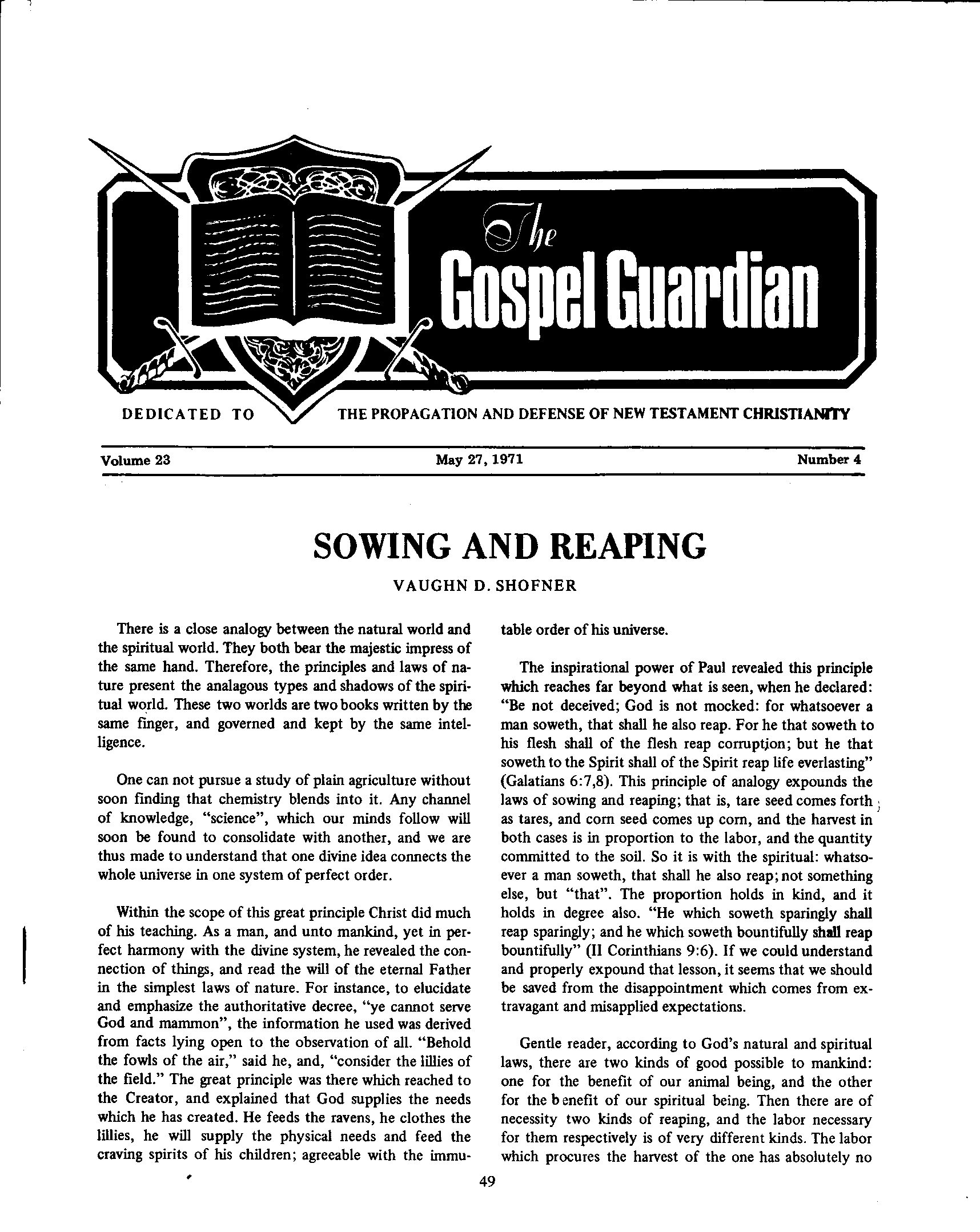 Gospel Guardian Original: Vol.23 No.4 Pg.1