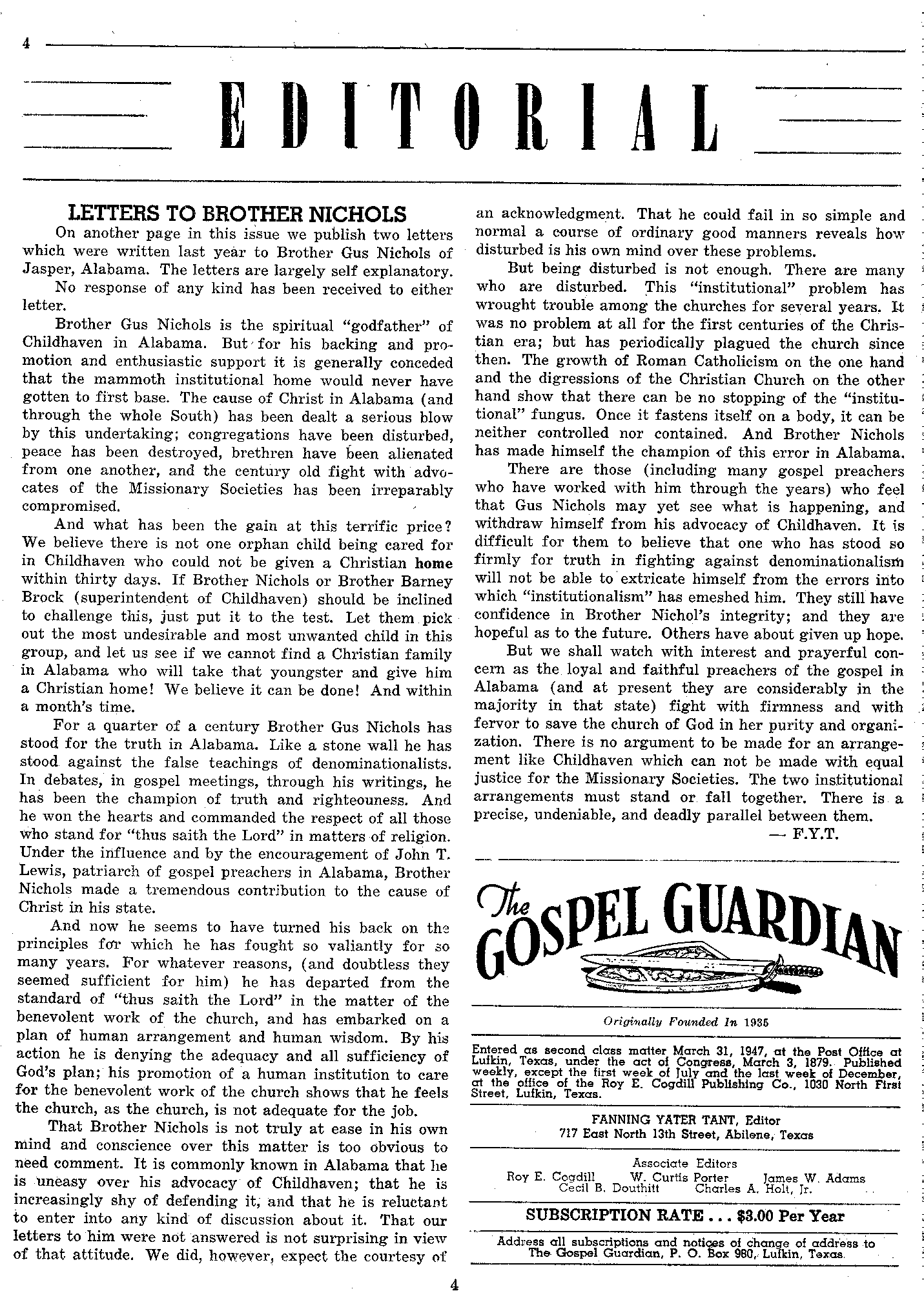 Gospel Guardian Original: Vol.5 No.1 Pg.4