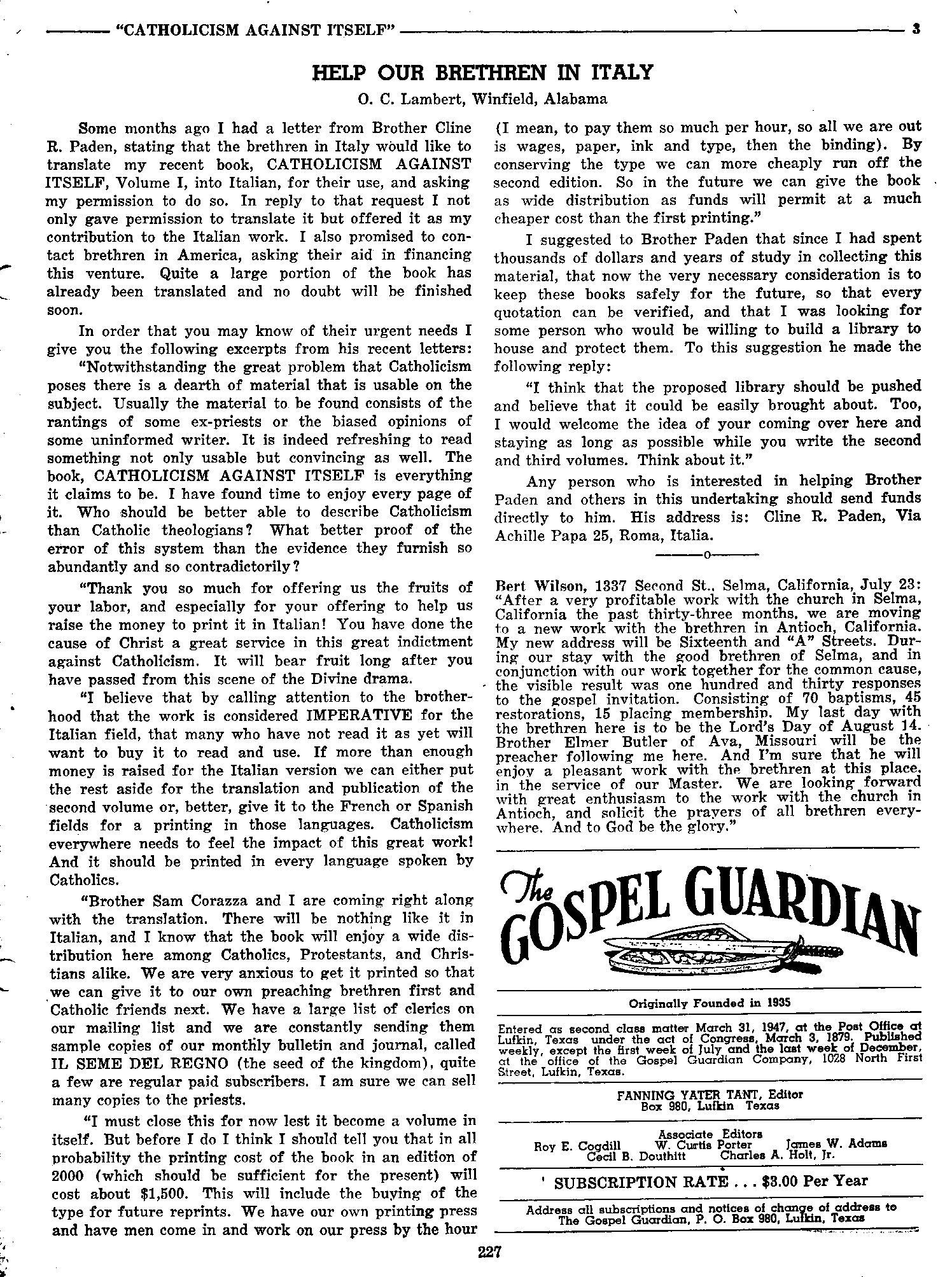Gospel Guardian Original: Vol.7 No.15 Pg.3
