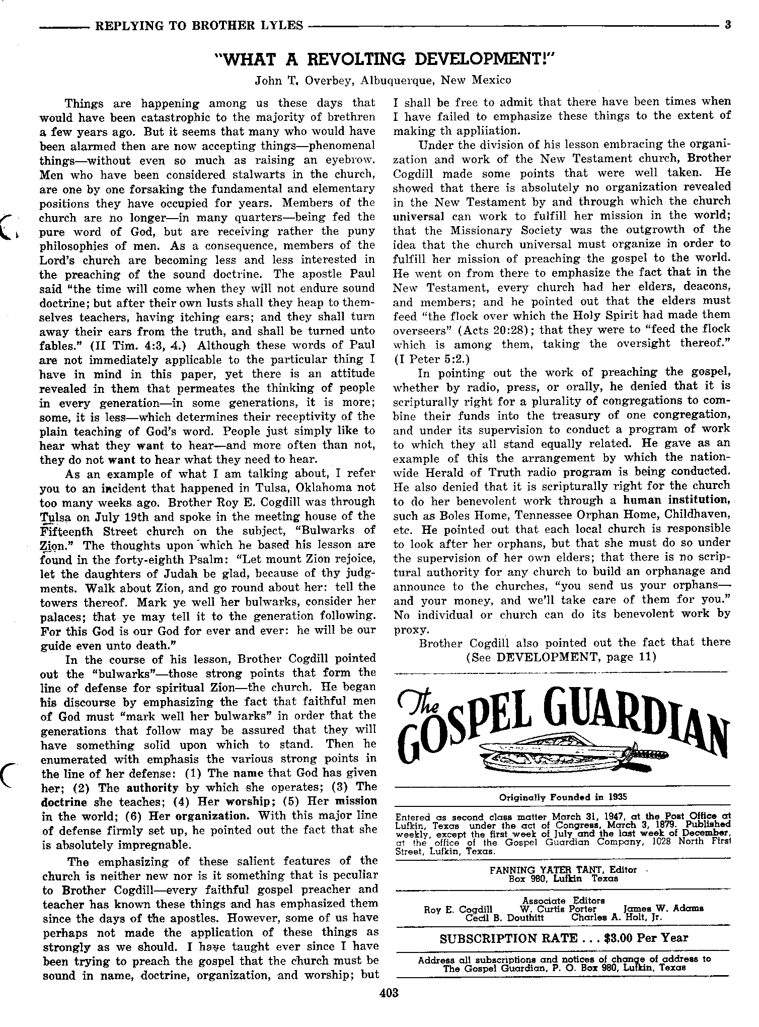 Gospel Guardian Original: Vol.7 No.26 Pg.3