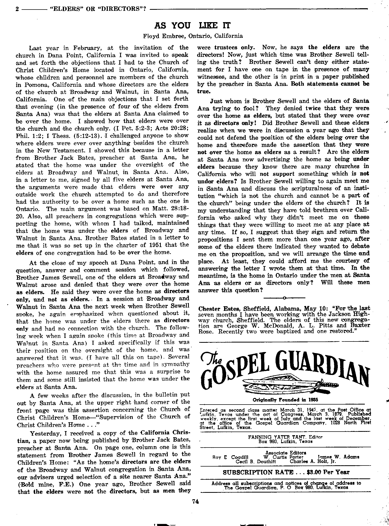 Gospel Guardian Original: Vol.8 No.5 Pg.2