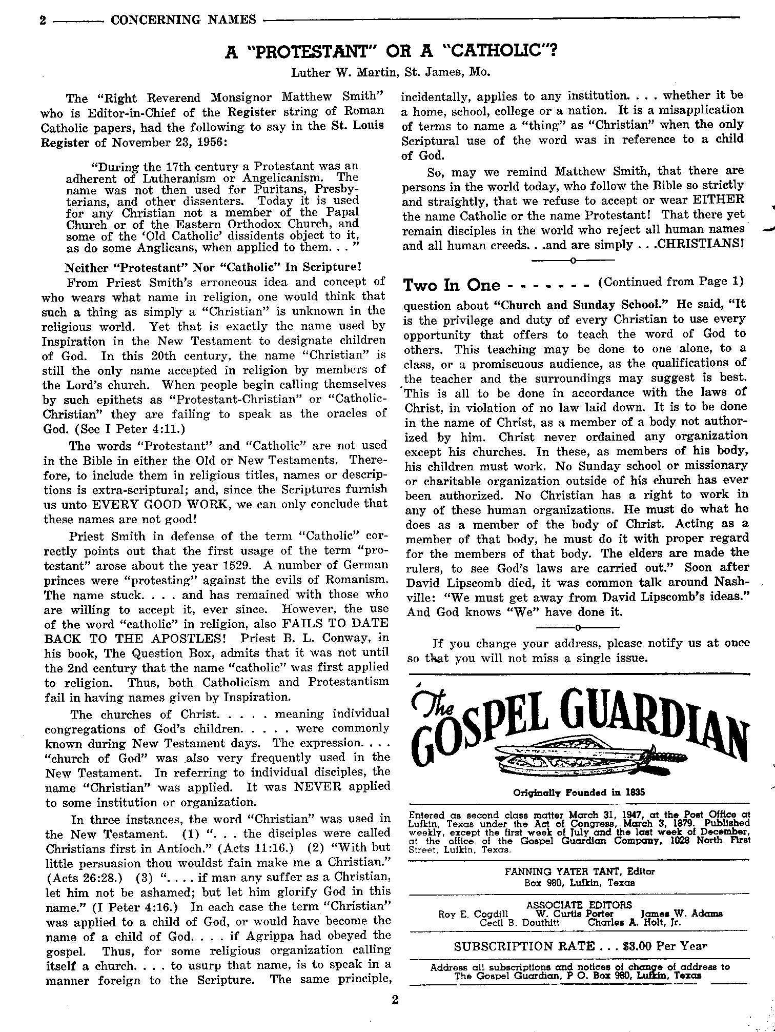 Gospel Guardian Original: Vol.9 No.1 Pg.2